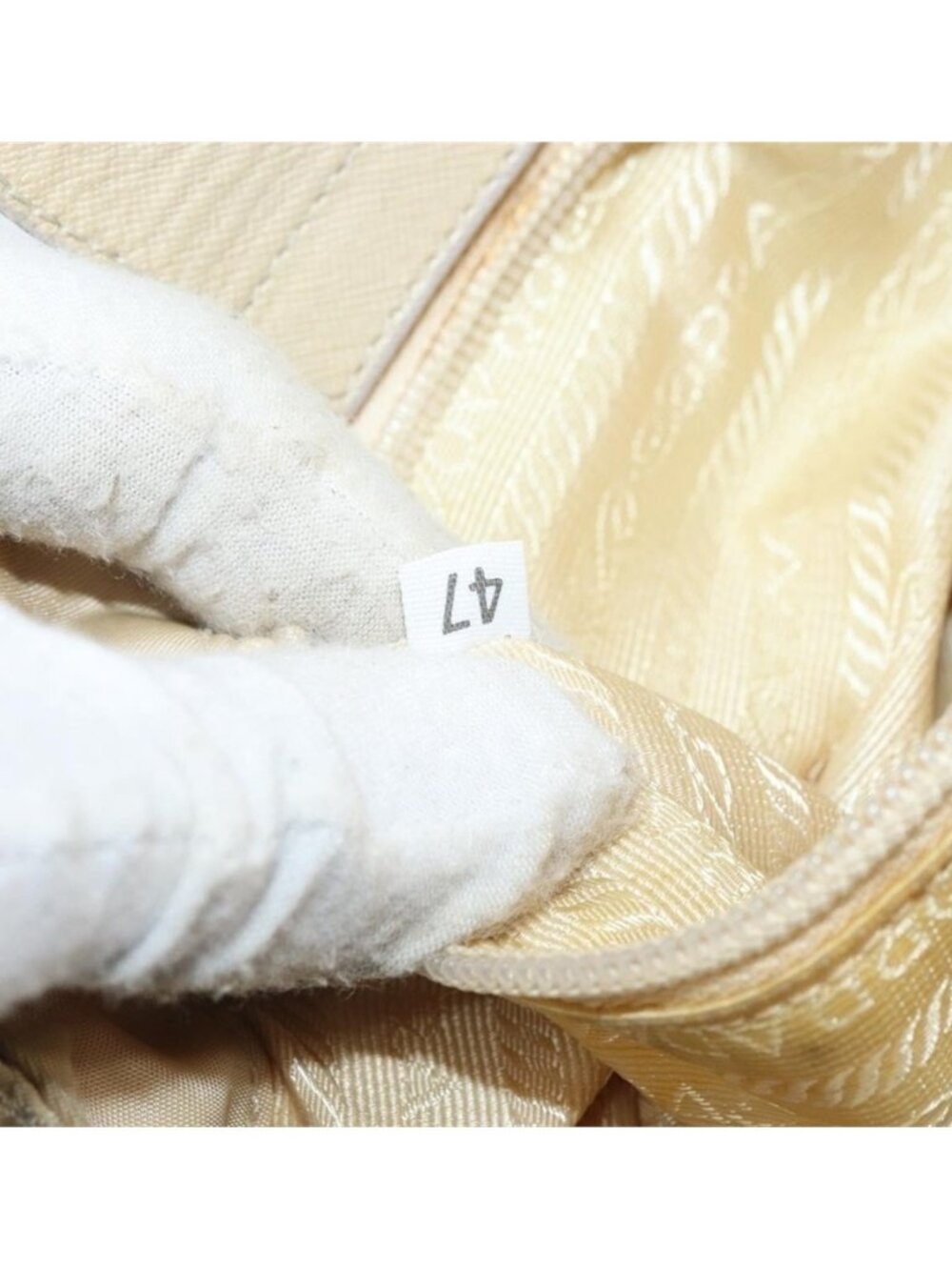 Authentic PRADA Chain Shoulder Bag Nylon Beige Gold - Picture 8 of 16